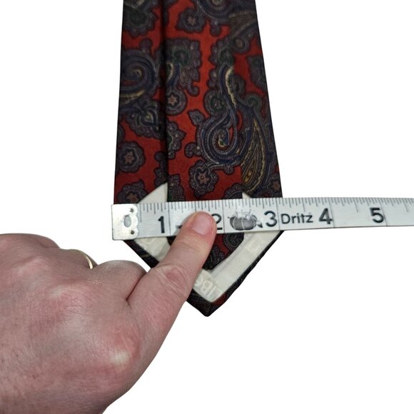 Vintage Liberty Of London Paisley Silk & Wool Blend Tie Red & Blue Pattern Mens‎ - Picture 6 of 9